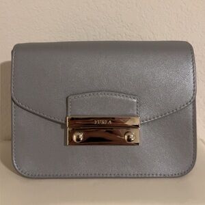FURLA Gray Leather Crossbody Bag